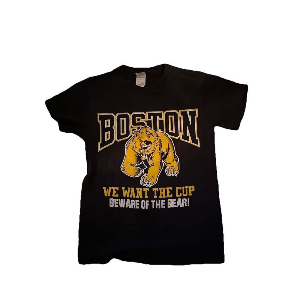 Vintage Boston Bruins We Want the Cup Beware‎ of the Bear Womens Sz Small Hockey